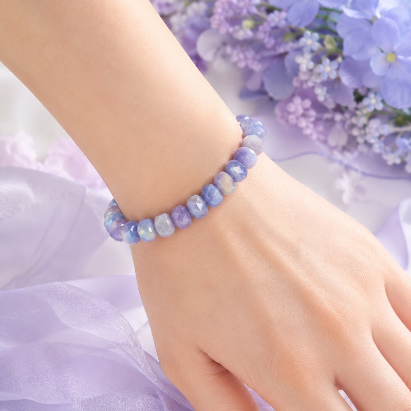 Natural Purple Blue Gradient Cut Crystal Abacus Bead Bracelet
